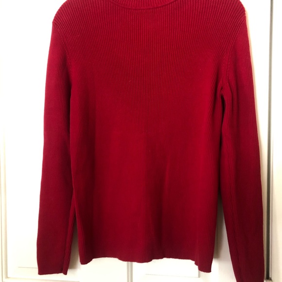 Karen Scott Ribbed Mockneck Pullover Cotton Sweater Red M - Picture 3 of 7